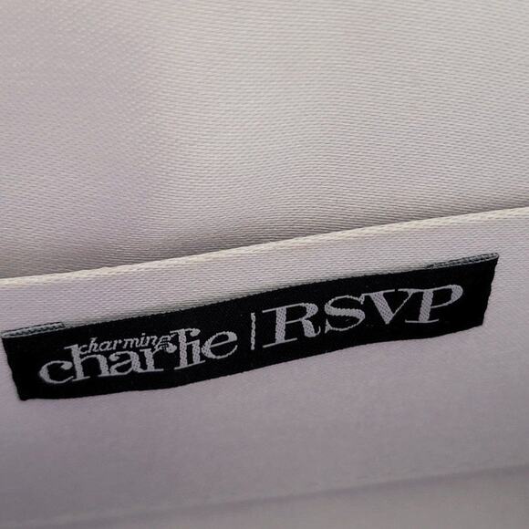 Charming Charlie Silver Ruched Satin Clutch Formal Jeweled Evening Bag - Picture 7 of 12